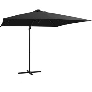 Cantilever Garden Parasol with led lights and Steel Pole 250x250 cm Black Vidaxl