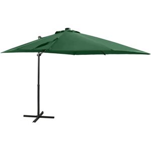 Cantilever Garden Parasol with Pole and LED Lights Green 250 cm vidaXL