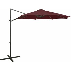 Cantilever Garden Parasol with Pole and LED Lights Bordeaux Red 300 cm vidaXL