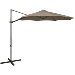 Cantilever Garden Parasol with Pole and led Lights Taupe 300 cm Vidaxl