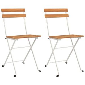 Vidaxl - Folding Bistro Chairs 2 pcs Solid Wood Acacia and Steel