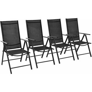 Vidaxl - Folding Garden Chairs 4 pcs Aluminium and Textilene Black