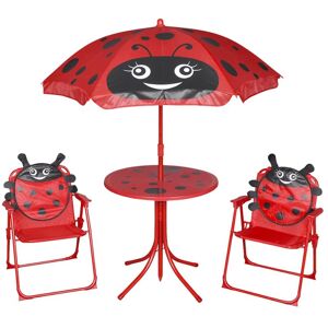 3 Piece Kids' Garden Bistro Set with Parasol Red Vidaxl
