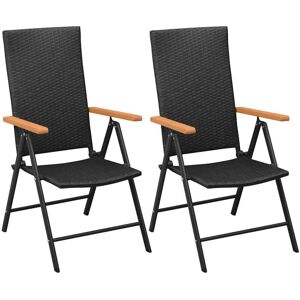 Vidaxl - Stackable Garden Chairs 2 pcs Poly Rattan Black