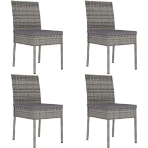 Garden Dining Chairs 4 pcs Poly Rattan Grey vidaXL