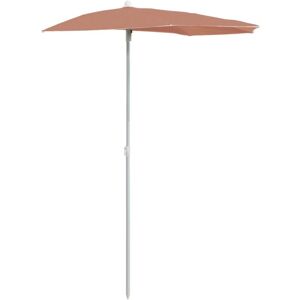 Garden Half Parasol with Pole 180x90 cm Terracotta vidaXL