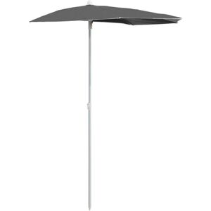 Garden Half Parasol with Pole 180x90 cm Anthracite Vidaxl