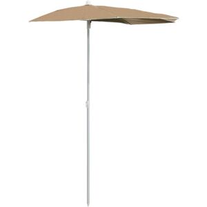 Garden Half Parasol with Pole 180x90 cm Taupe Vidaxl