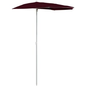 Garden Half Parasol with Pole 180x90 cm Bordeaux Red Vidaxl
