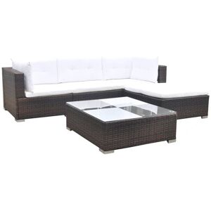 Vidaxl - 5 Piece Garden Lounge Set with Cushions Poly Rattan Brown