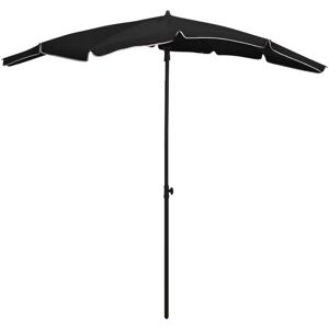 Garden Parasol with Pole 200x130 cm Black Vidaxl