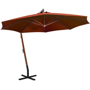 Hanging Garden Parasol with Pole Terracotta 3.5x2.9 m Solid Fir Wood Vidaxl