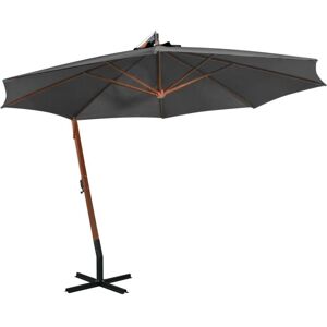 Vidaxl - Hanging Garden Parasol with Pole Anthracite 3.5x2.9 m Solid Fir Wood