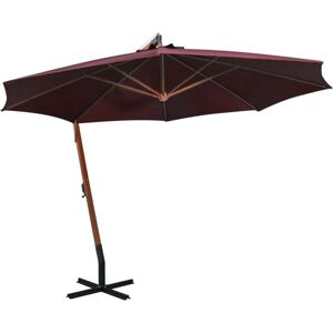 Vidaxl - Hanging Garden Parasol with Pole Bordeaux Red 3.5x2.9 m Solid Fir Wood