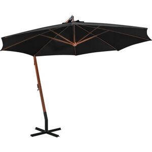 Hanging Garden Parasol with Pole Black 3.5x2.9 m Solid Fir Wood Vidaxl