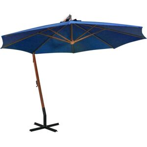 Hanging Garden Parasol with Pole Azure Blue 3.5x2.9 m Solid Fir Wood Vidaxl