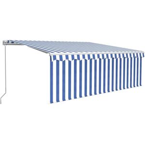 Vidaxl - Manual Retractable Awning with Blind 4.5x3m Blue&White