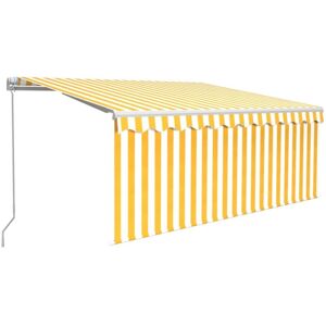 Vidaxl - Manual Retractable Awning with Blind 3.5x2.5m Yellow&White