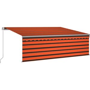 Vidaxl - Manual Retractable Awning with Blind&LED 4x3m Orange&Brown