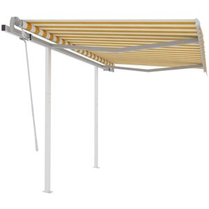 Vidaxl - Manual Retractable Awning with Posts 3.5x2.5 m Yellow and White