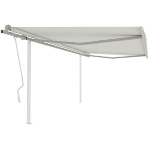 Manual Retractable Awning with Posts 4x3 m Cream vidaXL