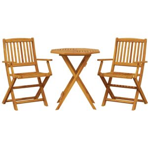 3 Piece Folding Bistro Set Solid Wood Acacia Vidaxl