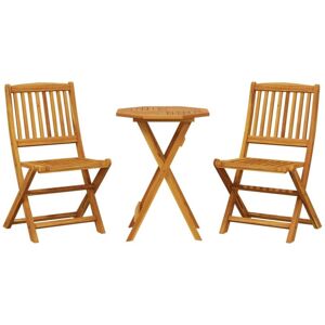 3 Piece Folding Bistro Set Solid Wood Acacia Vidaxl
