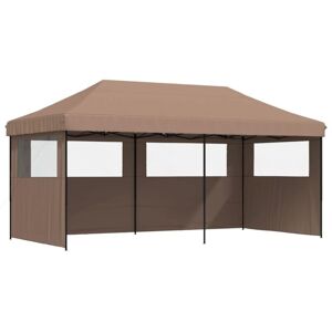 Vidaxl - Foldable Party Tent Pop-Up with 3 Sidewalls Brown