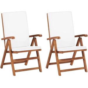Vidaxl - Reclining Garden Chairs with Cushions 2 pcs Solid Teak Wood Cream