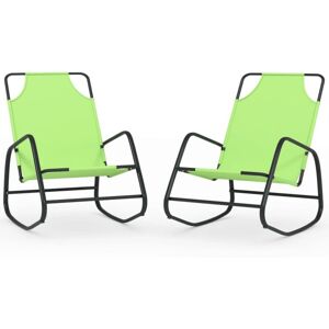 Vidaxl - Rocking Sun Loungers 2 pcs Green Steel and Textilene
