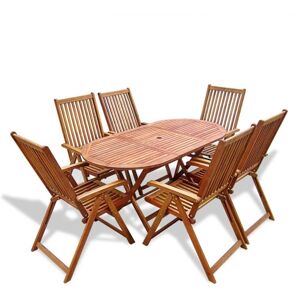 7 Piece Outdoor Dining Set Solid Acacia Wood Vidaxl