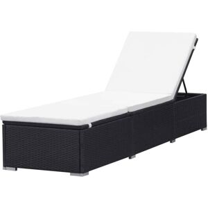 Vidaxl - Sun Lounger with Cream White Cushion Poly Rattan Black