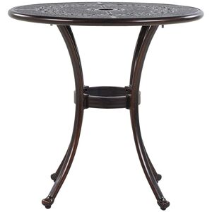 Beliani - Vintage Outdoor Dining Table Brown Aluminium Round ø 65 cm Bovino