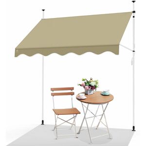VOUNOT 2 x 1.2m Patio Telescopic Awning, Retractable Manual Awning, Adjustable Waterproof Canopy with Hand Crank, Balcony Sun Shade Shelter - Beige