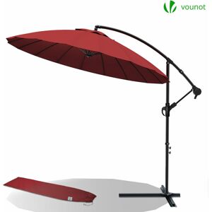 VOUNOT 3m Cantilever Shanghai Parasol, Banana Garden Patio Umbrella with Crank Handle for Outdoor Sun Shade, Red