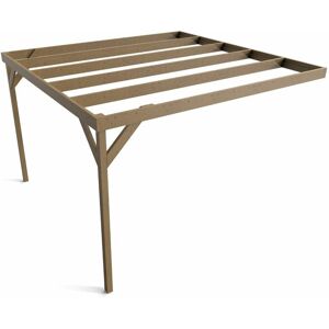 Arbor Garden Solutions - Wall-mounted wooden box pergola, complete diy kit, 1.8m x 3m (Rustic brown finish)