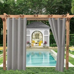 Cyslmuk - Waterproof Outdoor Curtains, Blackout Thermal Insulated Curtains for Gazebo, Garden Shelter, Pergola, Porch, 132 x 213 cm, Light Grey