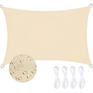 Cyslmuk - Waterproof Shade Sail Rectangular 2 x 3m Shade Cloth 95% uv Protection for Outdoor Terrace Garden Balcony, Beige