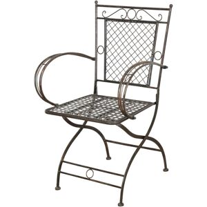 Biscottini - Wrought iron antique rust finish chair with armrests W60xDP51xH96 cm sized