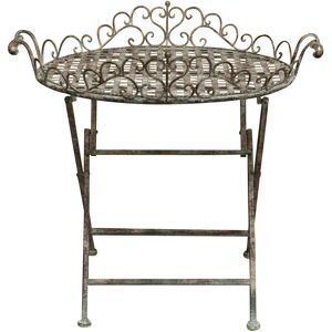 Biscottini - Wrought iron antique rust finish diam. 72x65 cm sized folding tray table