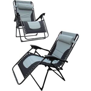 Securefix Direct - Zero Gravity Sun Lounger X2 (Chair Recliner Outdoor Padded Folding Reclining Lawn)