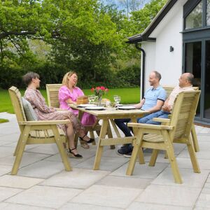 Zest - Freya 6 Seater Wooden Dining Table & Chairs Bench Seat Set Garden Outdoor