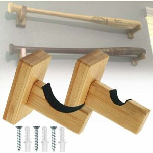 ZVD 2 pièces support de batte de baseball mural support de batte de baseball en bois brun présentoir avec vis-Fei Yu