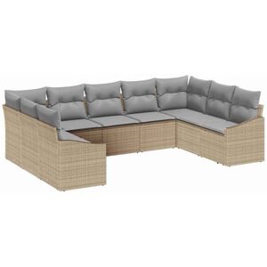 Vidaxl 9-Piece Garden Sofa Set Beige Gray - Garden Furniture Vidaxl 9-Piece Garden Sofa Set Beige Gray - Garden Furniture