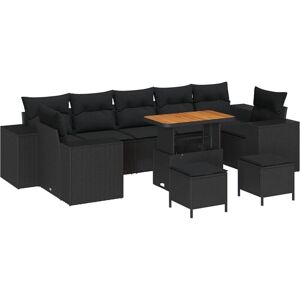 Vidaxl - Garden Sofa Set Height-Adjustable 10 pcs Black Poly Rattan Vidaxl - Garden Sofa Set Height-Adjustable 10 pcs Black Poly Rattan