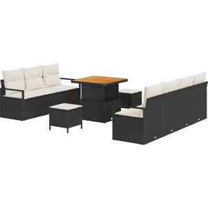 Vidaxl - Garden Sofa Set with Pillow 10 pcs Black, Cream 80 x 80 x 71 cm Vidaxl - Garden Sofa Set with Pillow 10 pcs Black, Cream 80 x 80 x 71 cm