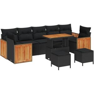 Vidaxl - Garden Sofa Set with Cushion 10 pcs Black 90 x 55 x 71 cm Vidaxl - Garden Sofa Set with Cushion 10 pcs Black 90 x 55 x 71 cm
