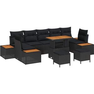Vidaxl - Garden Sofa Set with Cushion 10 pcs Black 90 x 55 x 71 cm Vidaxl - Garden Sofa Set with Cushion 10 pcs Black 90 x 55 x 71 cm