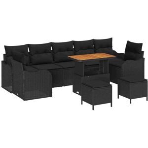 Vidaxl - Garden Sofa Set with Cushion 10 pcs Black 90 x 55 x 71 cm Vidaxl - Garden Sofa Set with Cushion 10 pcs Black 90 x 55 x 71 cm