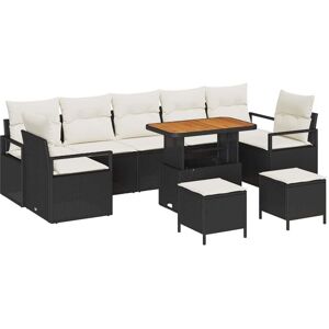 Vidaxl - Garden Sofa Set with Pillow 10 pcs Black, Cream 90 x 55 x 71 cm Vidaxl - Garden Sofa Set with Pillow 10 pcs Black, Cream 90 x 55 x 71 cm